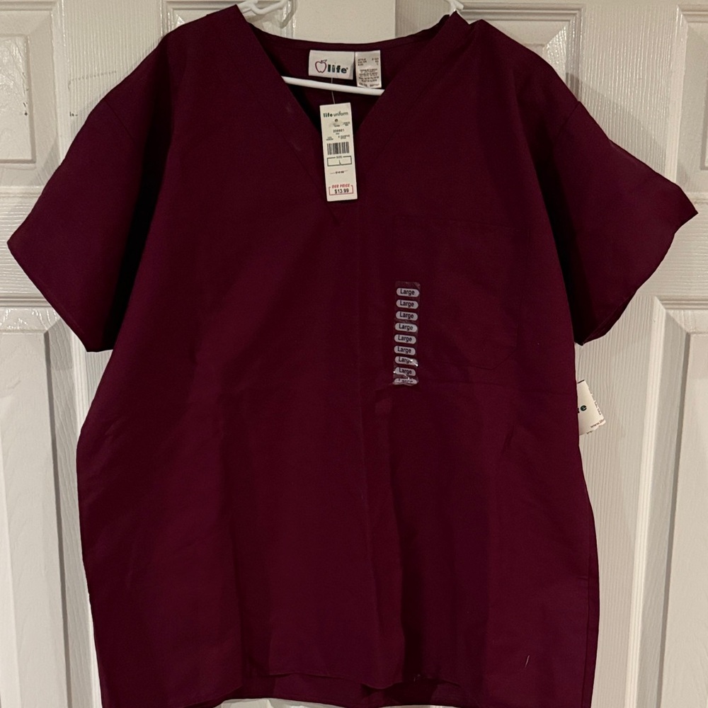 Wine V-Neck Scrub Top